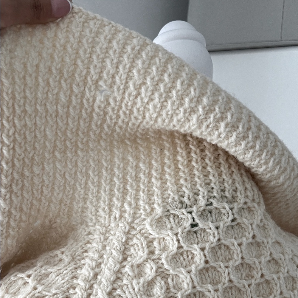 Wool Knit Cardigan with Leather Like Button Closure - Picture 4 of 6